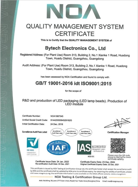 China Bytech Electronics Co., Ltd. Certification